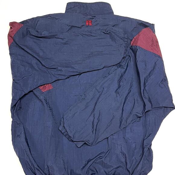 Vintage Russell Athletic Windbreaker Full Zip Jacket Navy Blue Maroon Track Sz L - Picture 10 of 10